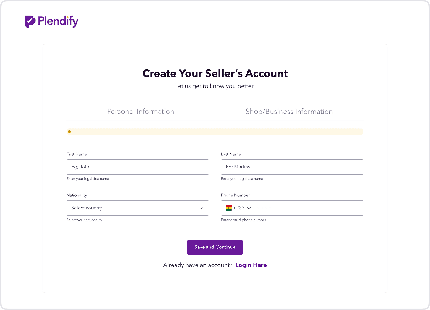 Create your seller account at no cost.